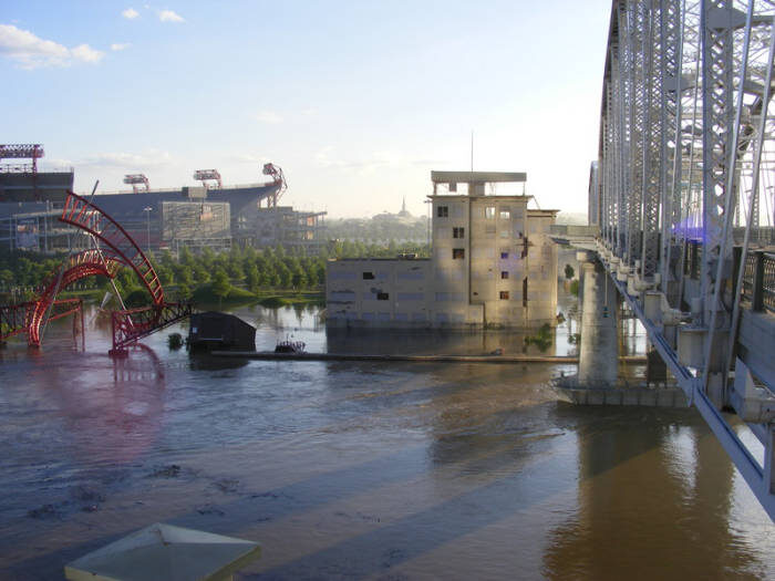 The Bridge Building during the Nashville flood of 2010 {{brizy_dc_image_alt imageSrc=