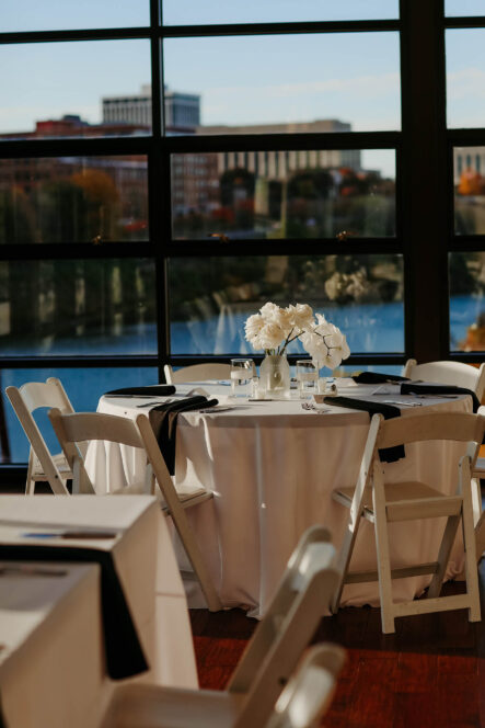 Timeless Modern White and Black Reception at the Bridge Building {{brizy_dc_image_alt imageSrc=