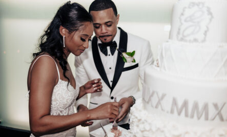 Courtney and Harold Cutting Cake