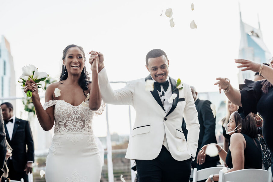 Courtney and Harold Celebrating After Ceremony