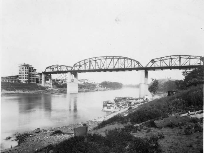 Historic black and white image of The Bridge Building Nashville Bridge Company's former office building after its second addition in 1923